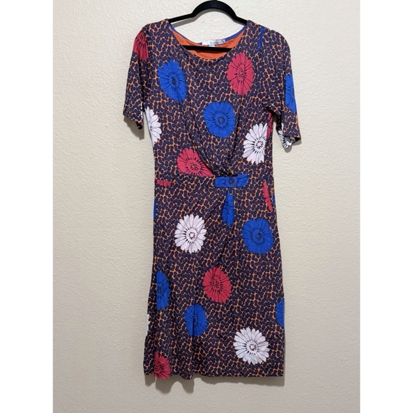 Boden Dresses & Skirts - BODEN Dress Floral SZ 10 L Midweight Lined Orange Blue Cinched waist
